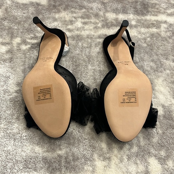 NWT never worn Kate spade suede, mesh with polka dots sling back heels. - Picture 4 of 4